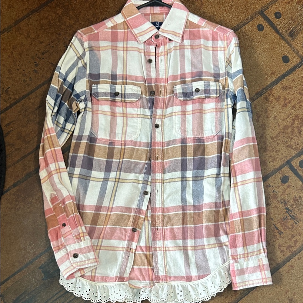 George Pink and Blue Plaid Button Down Shirt